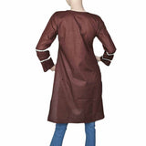 Women's Plain Cotton Kurti Indian Doriya - Brown, Women, Ready Kurtis, Chase Value, Chase Value