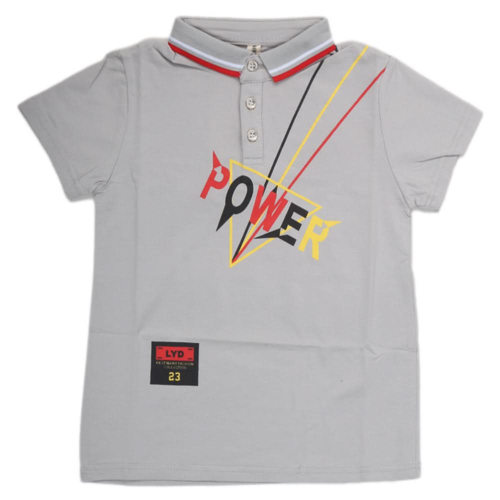 Boys Half Sleeves Polo T-Shirt - Grey, Kids, Boys T-Shirts, Chase Value, Chase Value