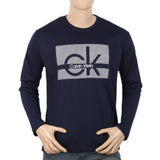 Men's Full Sleeves Printed T-Shirt - Navy Blue, Men, T-Shirts And Polos, Chase Value, Chase Value
