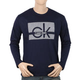 Men's Full Sleeves Printed T-Shirt - Navy Blue, Men, T-Shirts And Polos, Chase Value, Chase Value