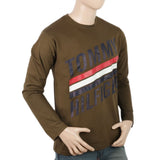Men's Full Sleeves Printed T-Shirt - Olive Green, Men, T-Shirts And Polos, Chase Value, Chase Value
