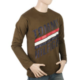 Men's Full Sleeves Printed T-Shirt - Olive Green, Men, T-Shirts And Polos, Chase Value, Chase Value