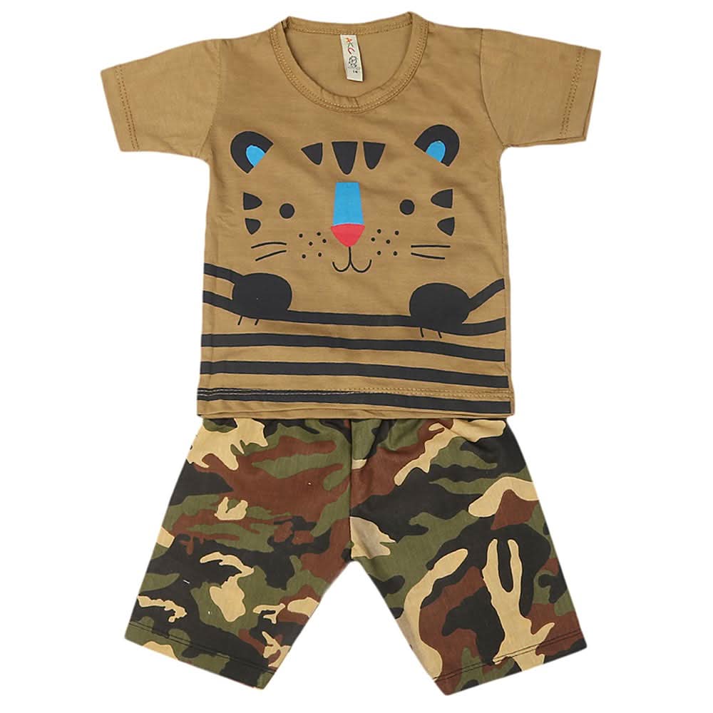 Boys 2 Pcs Suit Half Sleeves - Khaki, Kids, Boys Sets And Suits, Chase Value, Chase Value