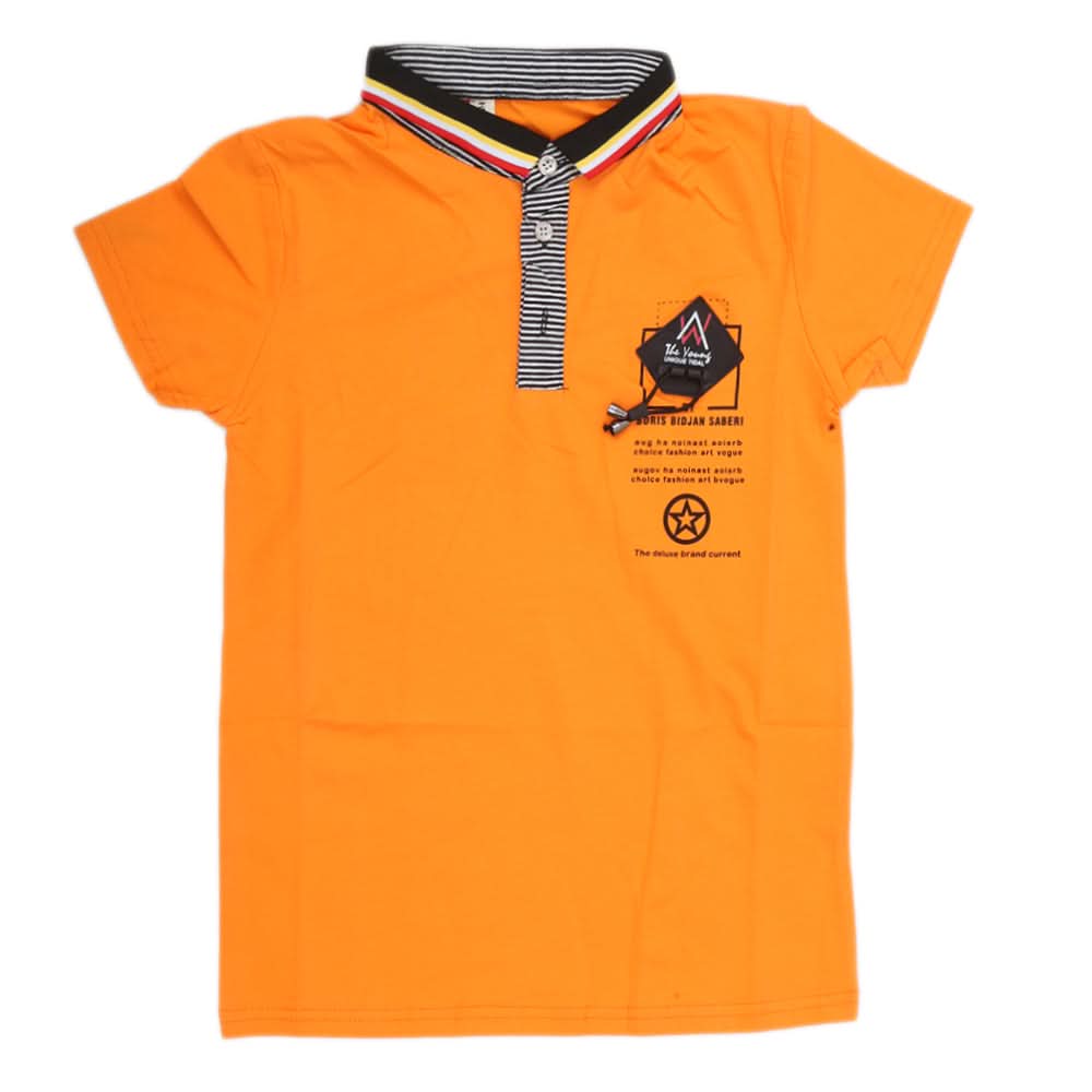 Boys Half Sleeves Polo T-Shirt - Orange, Kids, Boys T-Shirts, Chase Value, Chase Value
