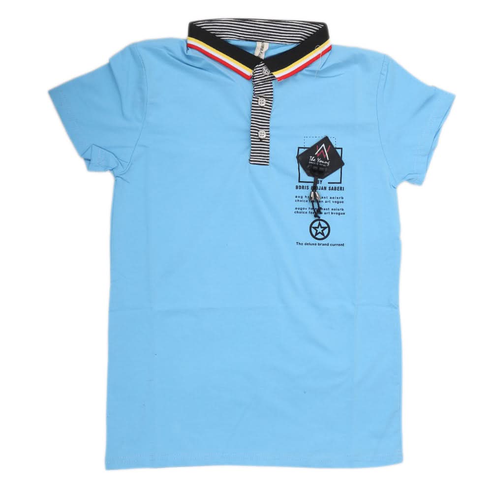 Boys Half Sleeves Polo T-Shirt - Blue, Kids, Boys T-Shirts, Chase Value, Chase Value