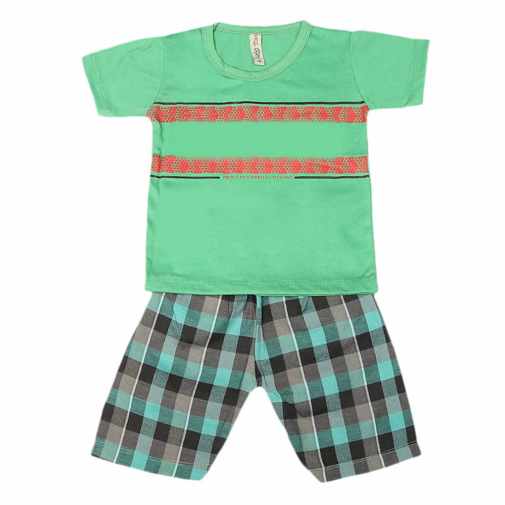 Boys 2 Pcs Suit Half Sleeves - Green, Kids, Boys Sets And Suits, Chase Value, Chase Value