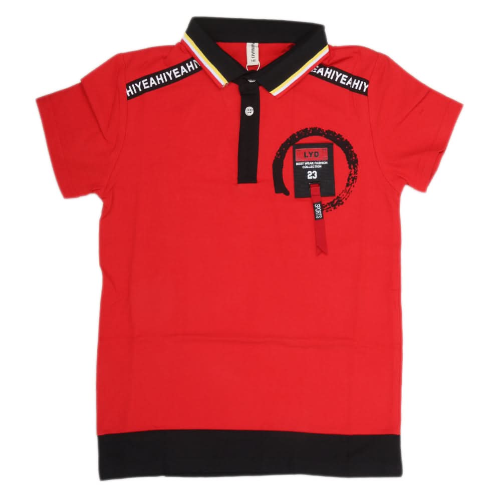 Boys Half Sleeves Polo T-Shirt - Red, Kids, Boys T-Shirts, Chase Value, Chase Value