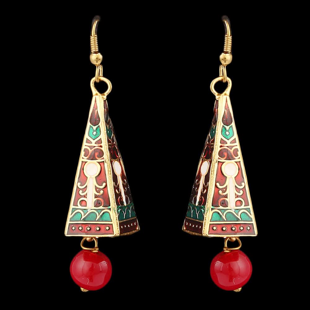 Women's Fancy Ear Jhumki - Golden - Red, Jewellery, Chase Value, Chase Value
