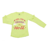 Girls Full Sleeves Jersey T-Shirt - Light Green, Kids, Girls T-Shirts, Chase Value, Chase Value