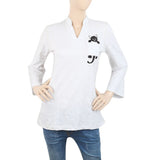 Women's Embroidered Top With Front Pocket - Grey, Women, T-Shirts And Tops, Chase Value, Chase Value