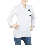 Women's Embroidered Top With Front Pocket - Grey, Women, T-Shirts And Tops, Chase Value, Chase Value