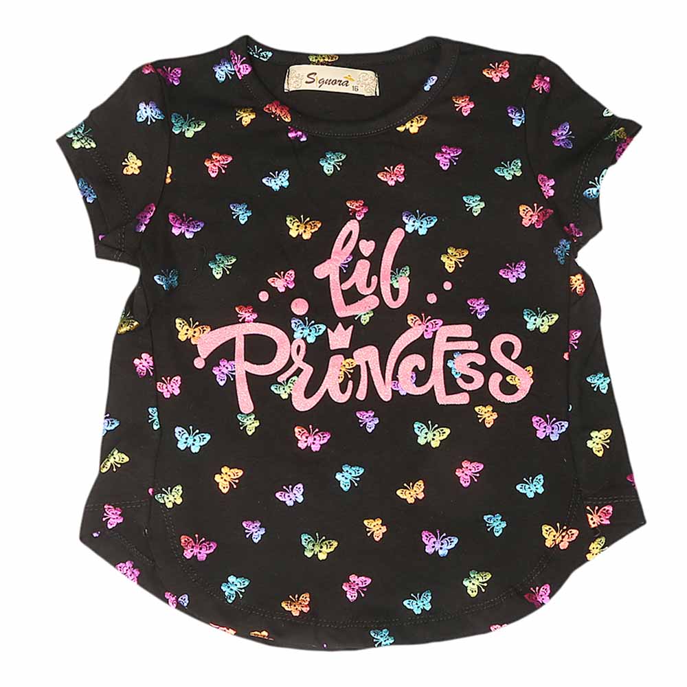 Girls Half Sleeves T-Shirt ST-01 - Black, Kids, Girls T-Shirts, Chase Value, Chase Value