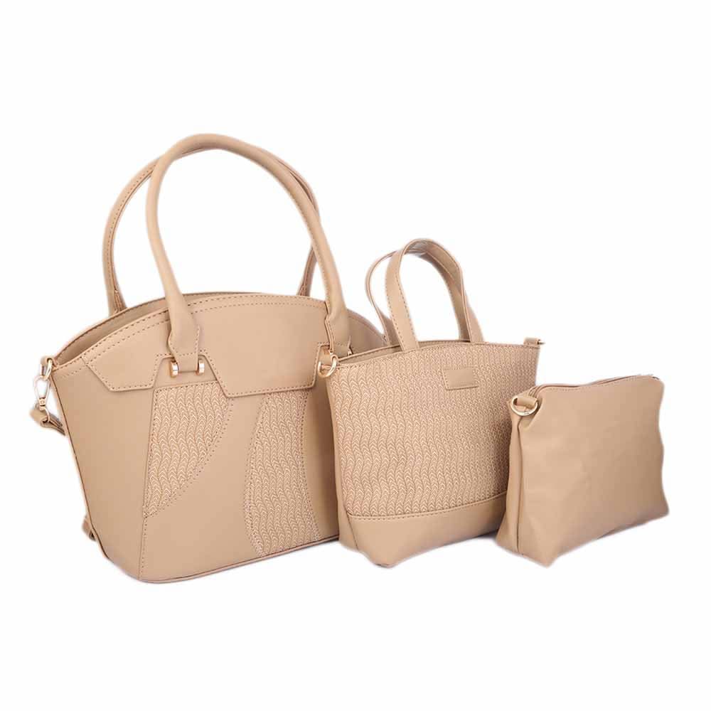 Women's Handbag (5203) 3 Pcs - Apricot, Women, Bags, Chase Value, Chase Value