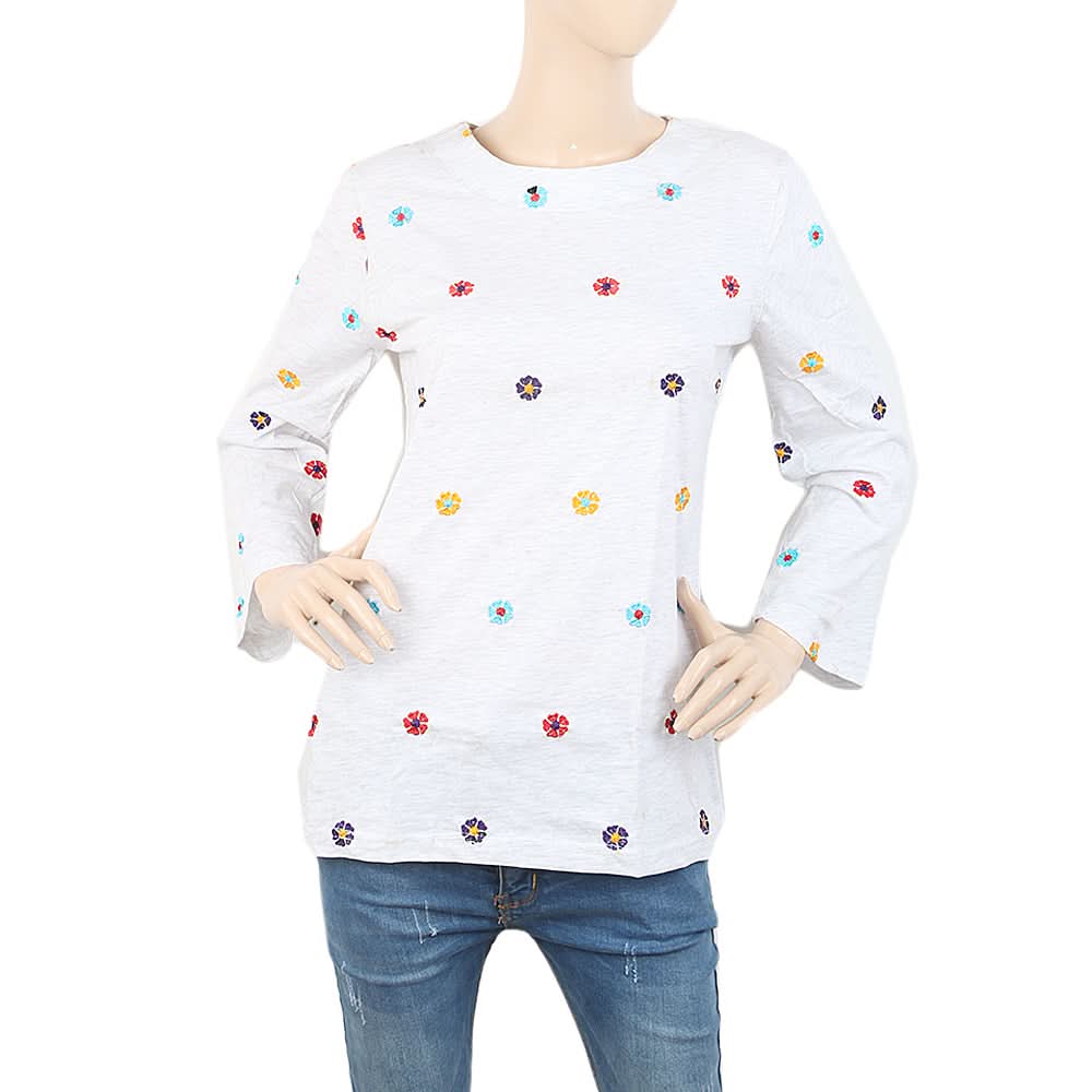 Women's Embroidered Top - Grey, Women, T-Shirts And Tops, Chase Value, Chase Value