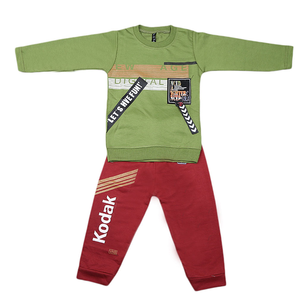Boys Full Sleeves 2 Pcs Suit - Green, Kids, Boys Sets And Suits, Chase Value, Chase Value