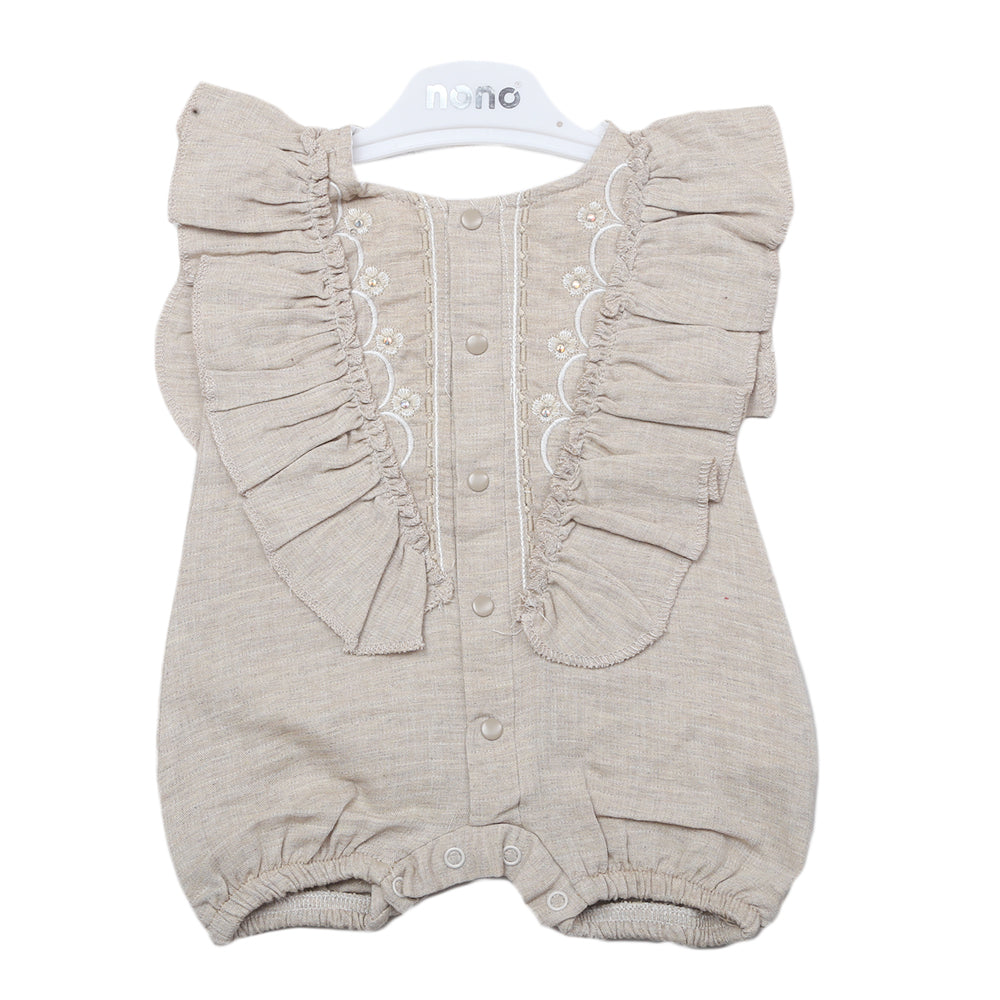 Newborns Half Sleeves Girls Romper - Beige, Kids, Newborn Girls Rompers, Chase Value, Chase Value