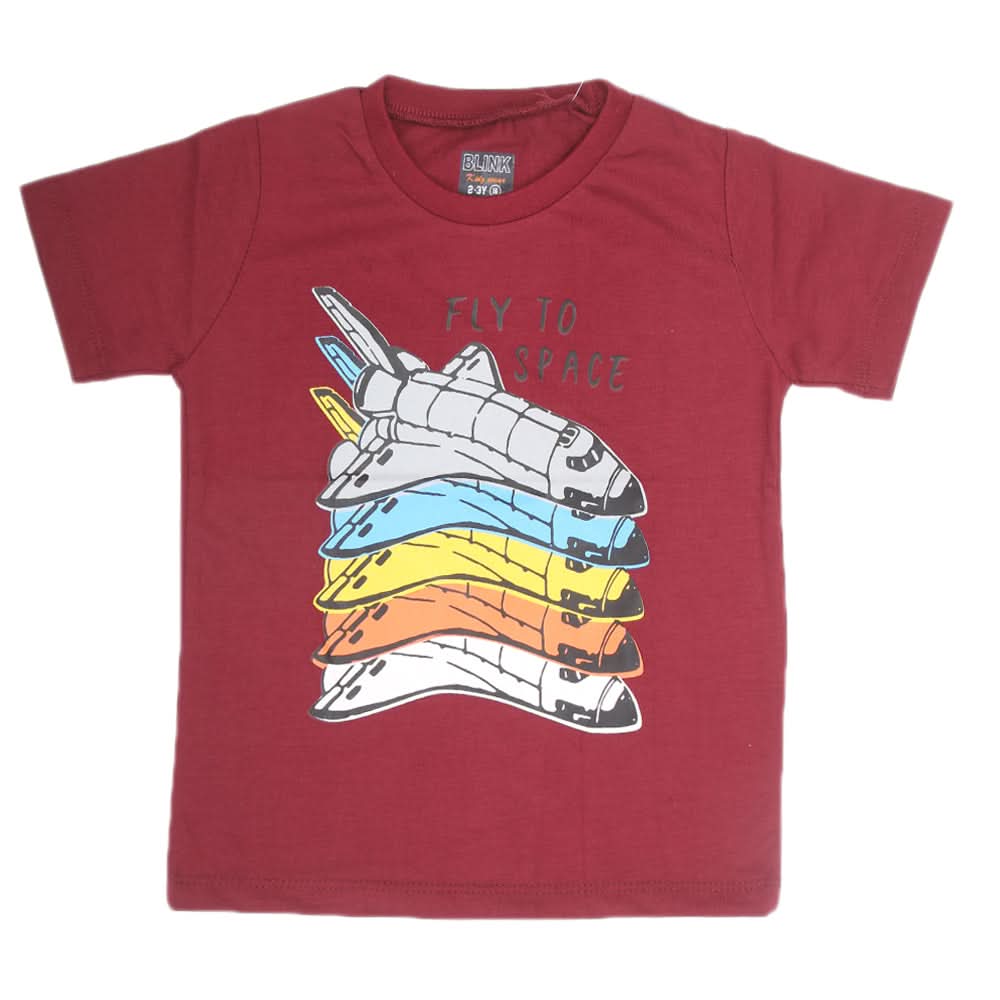 Boys Half Sleeves Jersey T-Shirt 4127 - Maroon, Kids, Boys T-Shirts, Chase Value, Chase Value