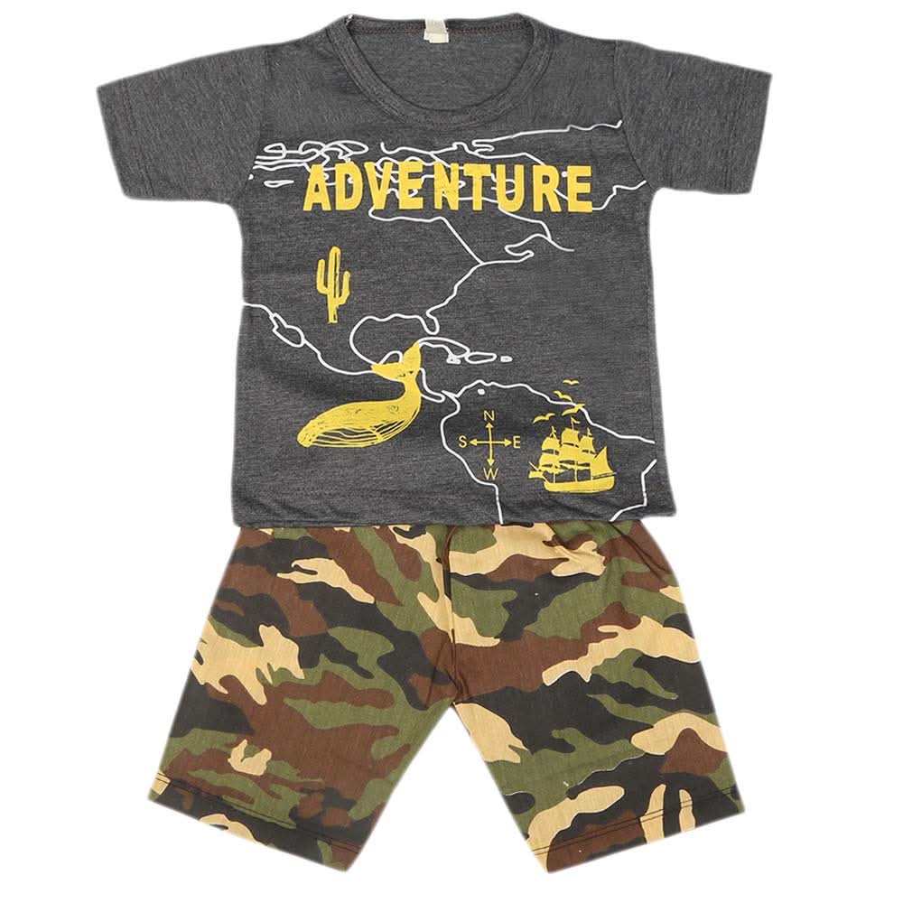 Boys 2 Pcs Suit Half Sleeves - Grey, Kids, Boys Sets And Suits, Chase Value, Chase Value