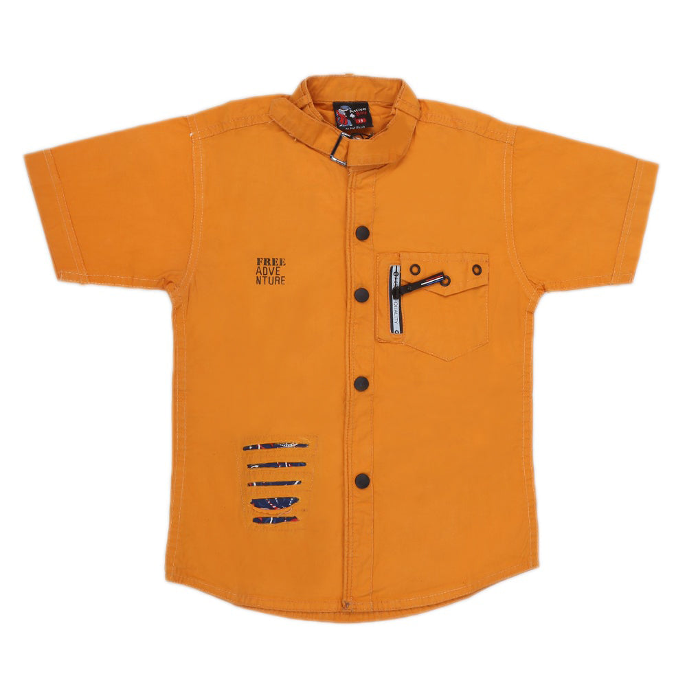 Boys Half Sleeves Casual Shirt - Mustard, Kids, Boys Shirts, Chase Value, Chase Value
