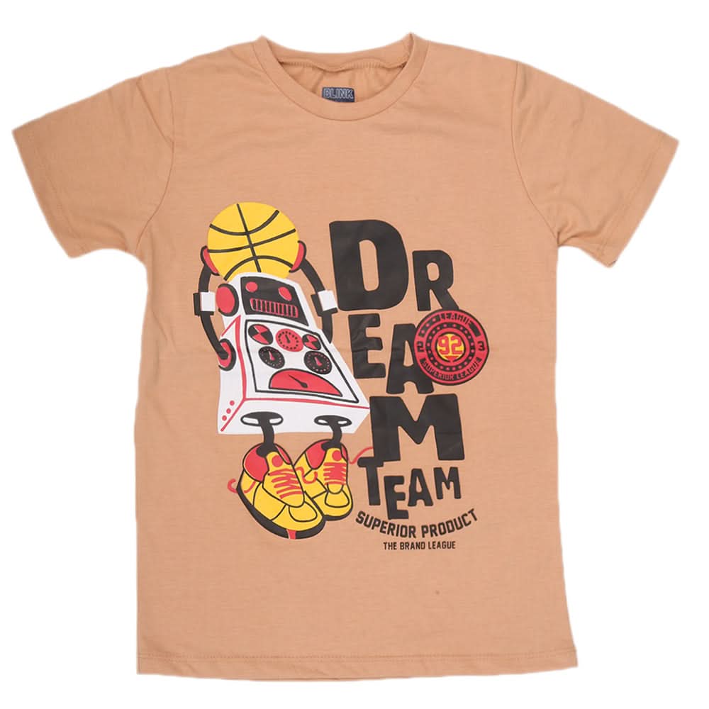 Boys Half Sleeves T-Shirt 3988 - Brown, Kids, Boys T-Shirts, Chase Value, Chase Value