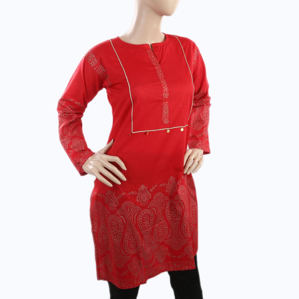 Women's Plain Kurti - Red, Women, Ready Kurtis, Chase Value, Chase Value