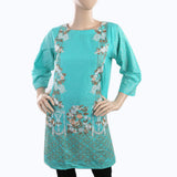 Women's Embroidered Kurti - Cyan, Women, Ready Kurtis, Chase Value, Chase Value