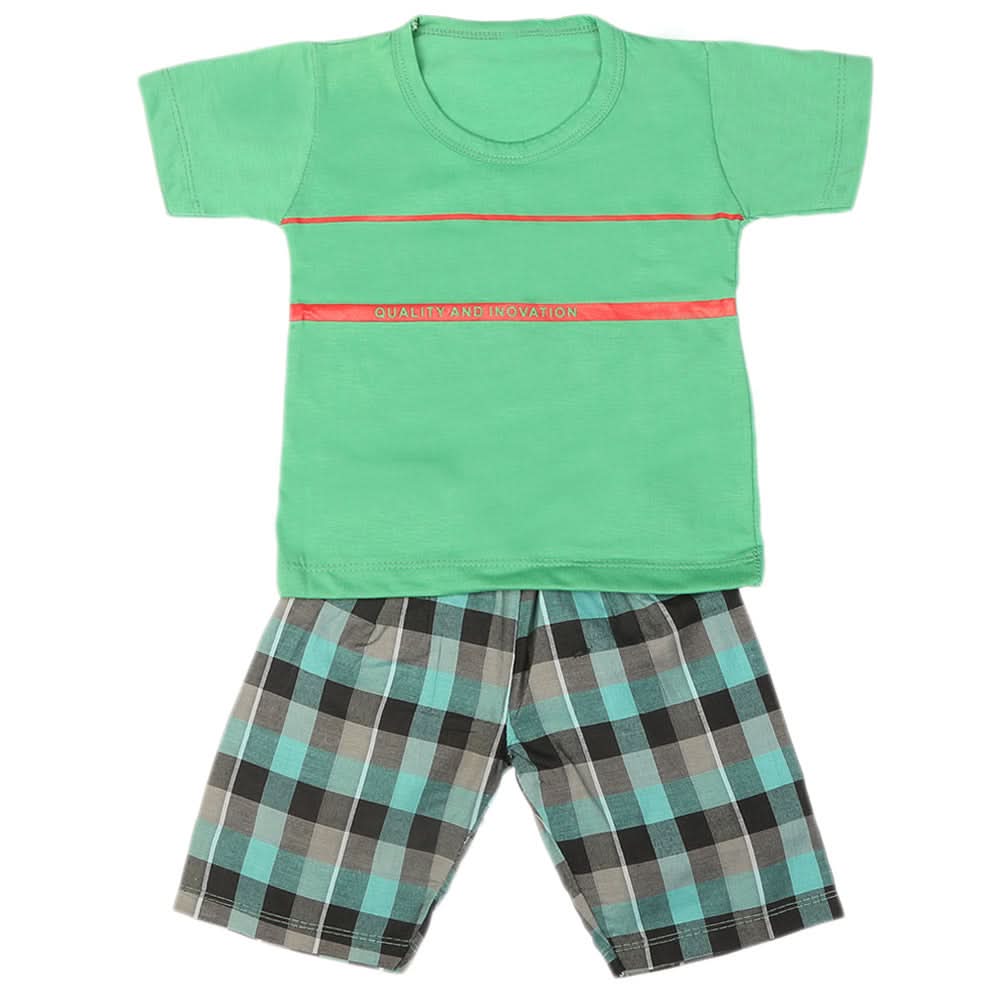 Boys 2 Pcs Suit Half Sleeves - Green, Kids, Boys Sets And Suits, Chase Value, Chase Value