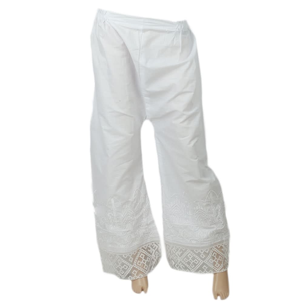 Women's Embroidered Bell Bottom Trouser - White, Women, Pants & Tights, Chase Value, Chase Value