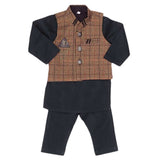 Boys WaistCoat Shalwar Suit - Brown, Kids, Boys Shalwar Kameez, Chase Value, Chase Value
