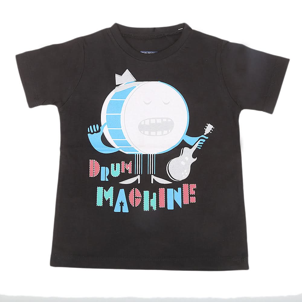 Boys Printed Half Sleeves T-Shirt 4727 - Black, Kids, Boys T-Shirts, Chase Value, Chase Value
