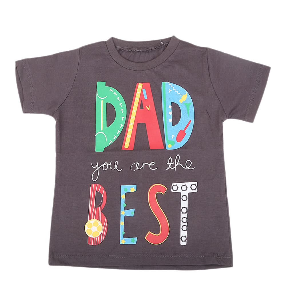 Boys Printed Half Sleeves T-Shirt 4734 - Dark Grey, Kids, Boys T-Shirts, Chase Value, Chase Value