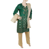 Women's Fancy Jacquard 3 Piece Suit - Green, Women, Shalwar Suits, Chase Value, Chase Value