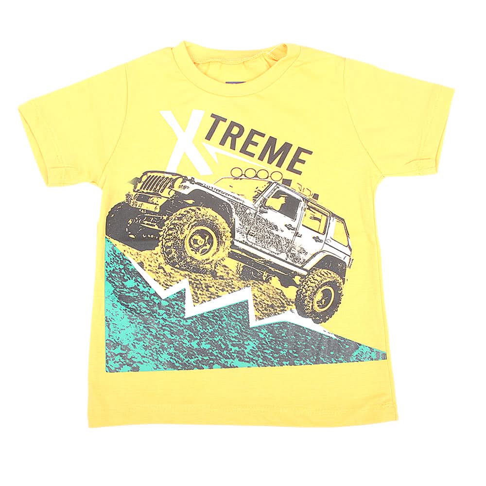 Boys Printed Half Sleeves T-Shirt 4747 - Yellow, Kids, Boys T-Shirts, Chase Value, Chase Value