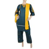 Women's Embordered 3 Piece Suit - Steel Green, Women, Shalwar Suits, Chase Value, Chase Value