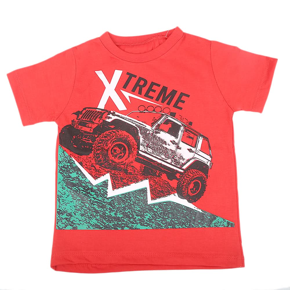 Boys Printed Half Sleeves T-Shirt 4747 - Red, Kids, Boys T-Shirts, Chase Value, Chase Value