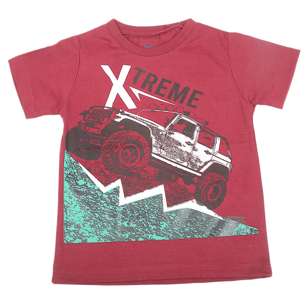 Boys Printed Half Sleeves T-Shirt 4747 - Maroon, Kids, Boys T-Shirts, Chase Value, Chase Value