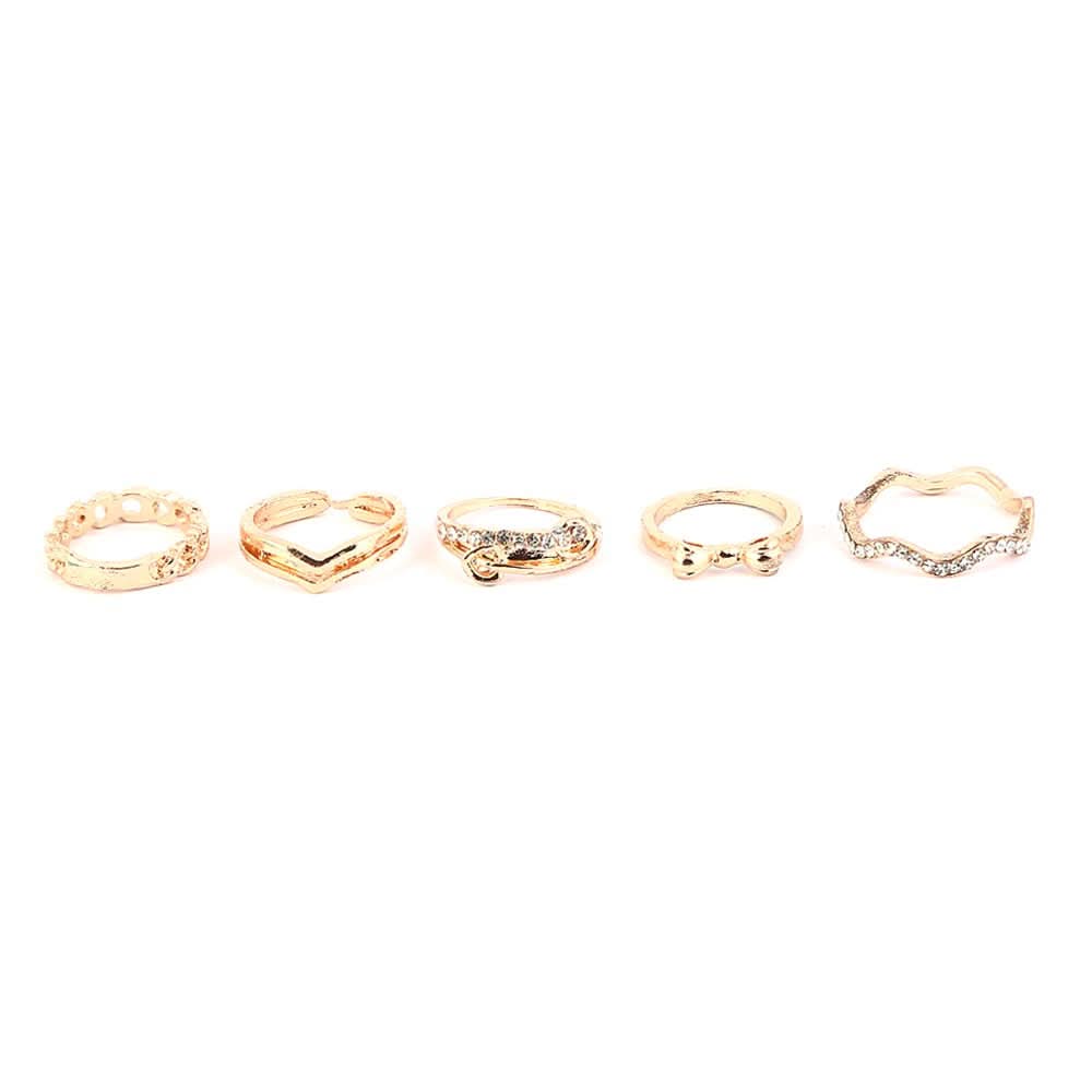 Women's Finger Rings 5 Pcs - Golden, Women, Finger Rings, Chase Value, Chase Value