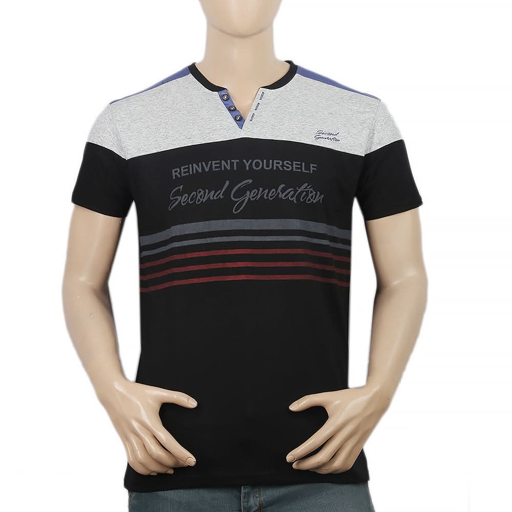 Men's Half Sleeves Round Neck T-Shirt - Black, Men, T-Shirts And Polos, Chase Value, Chase Value