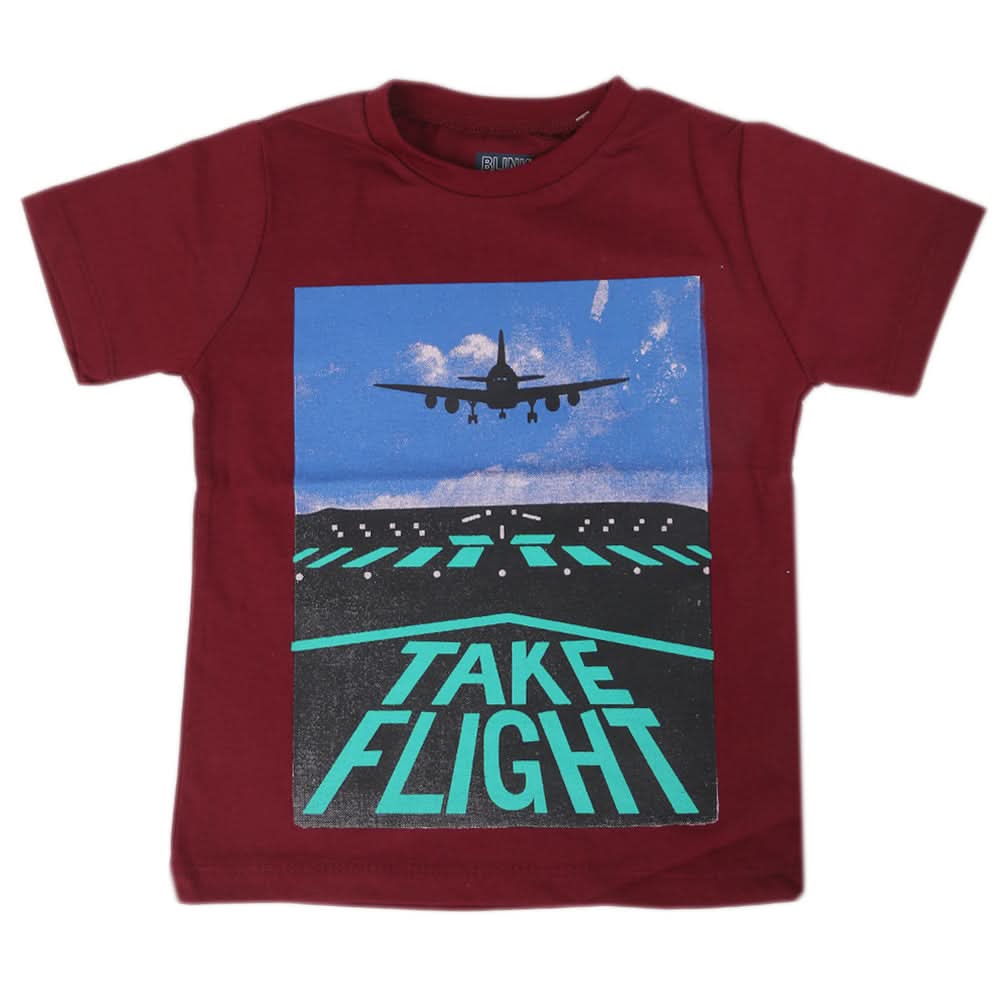 Boys Round Neck Half Sleeves T-Shirt - Maroon, Kids, Boys T-Shirts, Chase Value, Chase Value