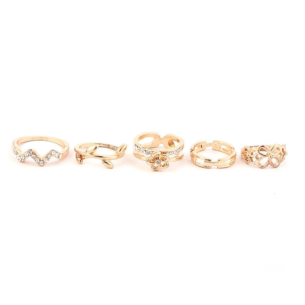 Women's Finger Rings 5 Pcs - Golden, Women, Finger Rings, Chase Value, Chase Value