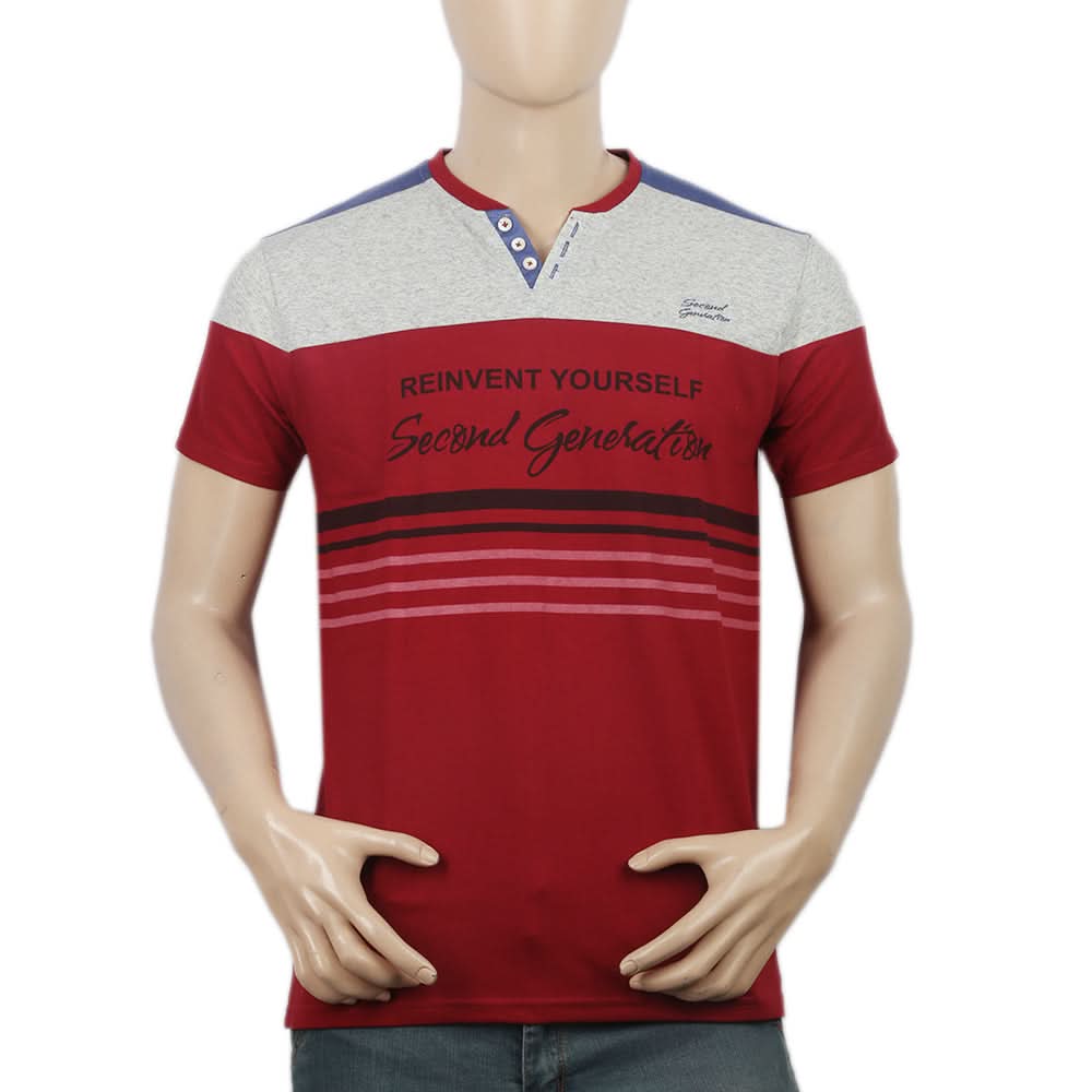 Men's Half Sleeves Round Neck T-Shirt - Maroon, Men, T-Shirts And Polos, Chase Value, Chase Value
