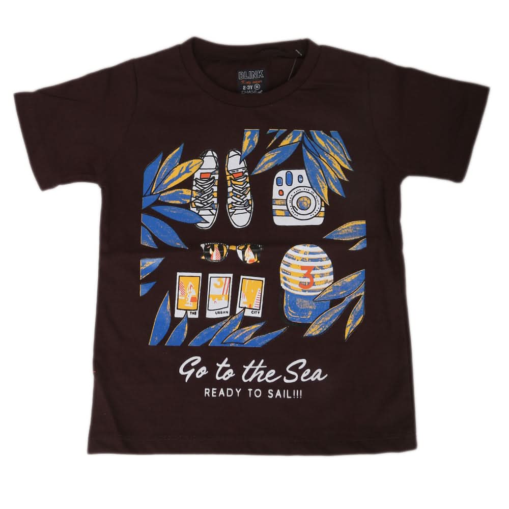 Boys Half Sleeves T-Shirt - Brown, Kids, Boys T-Shirts, Chase Value, Chase Value