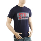 Men's Half Sleeves Lycra Print T-Shirt - Navy Blue, Men's T-Shirts & Polos, Chase Value, Chase Value