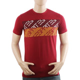 Men's Half Sleeves Lycra Print T-Shirt - Maroon, Men's T-Shirts & Polos, Chase Value, Chase Value