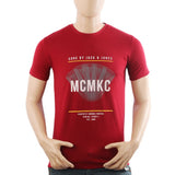 Men's Half Sleeves Lycra Print T-Shirt - Maroon, Men's T-Shirts & Polos, Chase Value, Chase Value