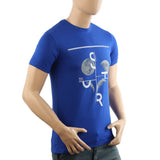 Men's Half Sleeves Lycra Print T-Shirt - Royal Blue, Men's T-Shirts & Polos, Chase Value, Chase Value