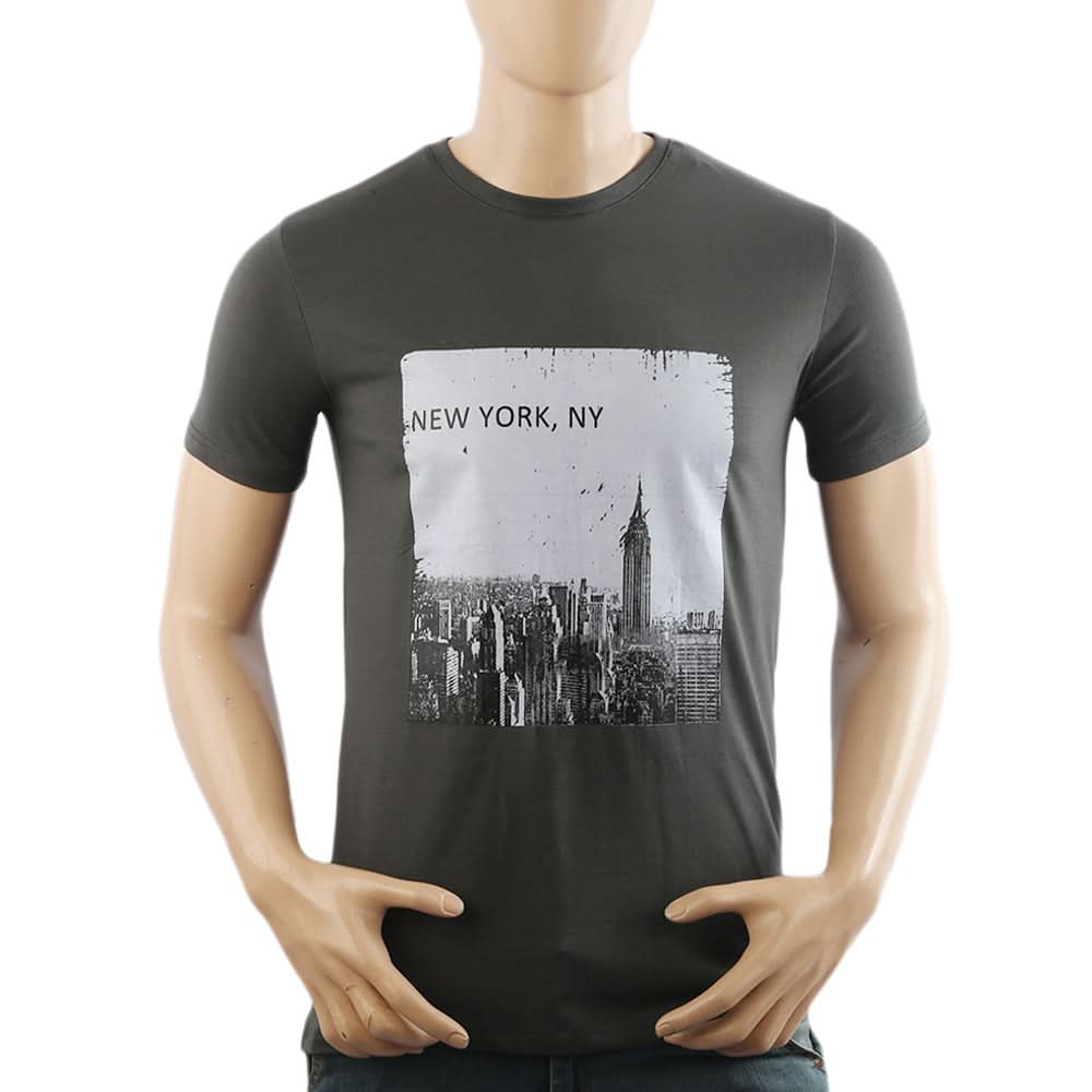 Men's Half Sleeves Lycra Print T-Shirt - Dark Grey, Men's T-Shirts & Polos, Chase Value, Chase Value