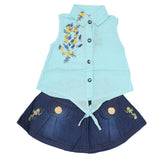 Newborn Girls Half Sleeves Skirt Suit 6B-134 - Blue, Kids, NB Girls Sets And Suits, Chase Value, Chase Value