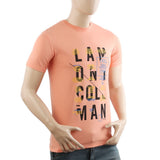 Men's Half Sleeves Lycra Print T-Shirt - Peach, Men's T-Shirts & Polos, Chase Value, Chase Value
