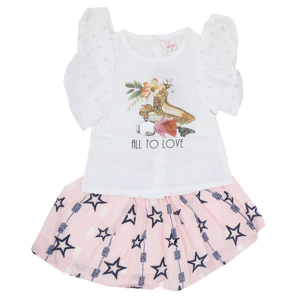 Newborn Girls Half Sleeves Skirt Suit - Pink, Kids, NB Girls Sets And Suits, Chase Value, Chase Value